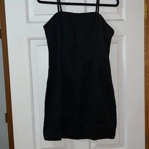 Black mini dress with slit